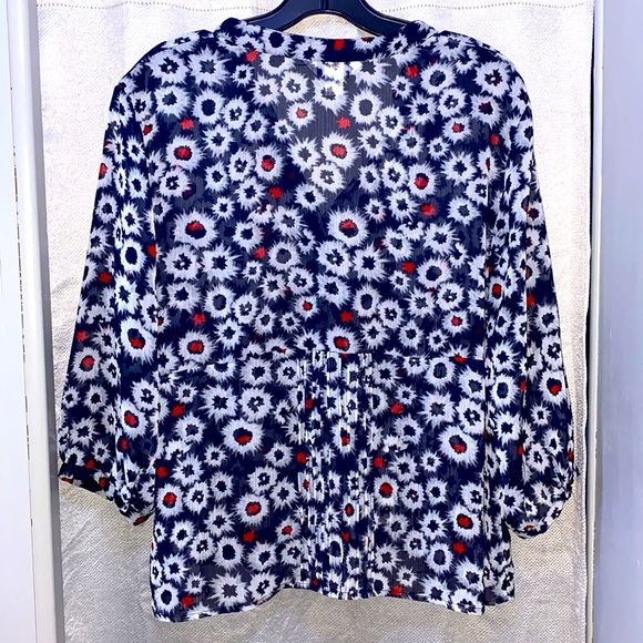 🌻 Christopher & Banks 3/4-sleeve Sheer Top - Picture 2 of 7